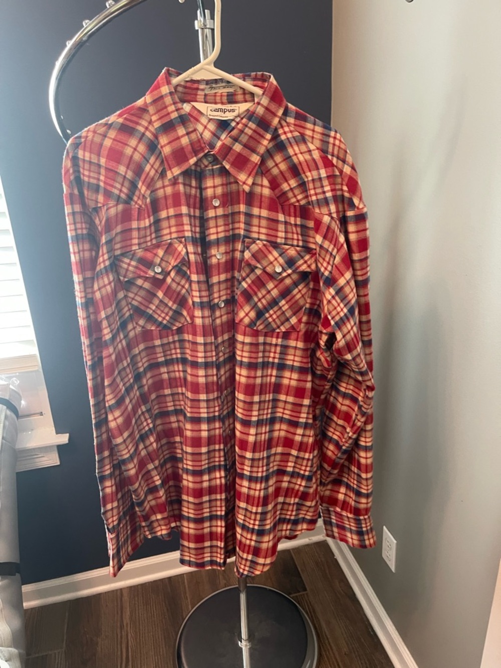 Campus Men's Red Plaid Button-Up Shirt